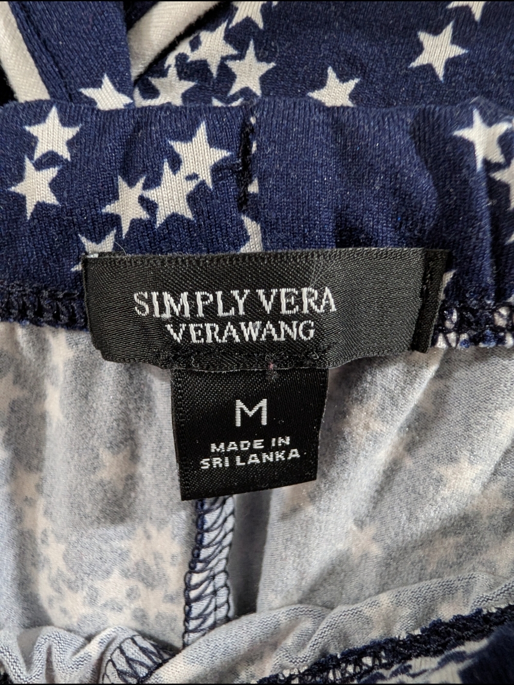 Simply Vera Vera Wang Navy and White Star-Print Pajama Set - Picture 3 of 11